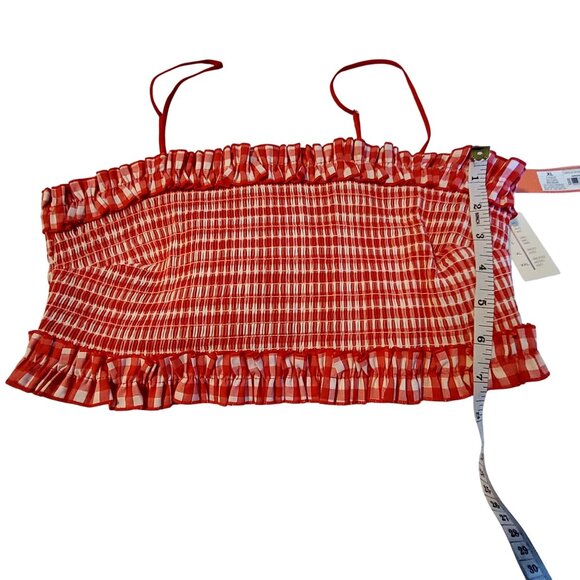 Colsie Red & White Checkered Ruffle Trim Crop Top  Size  XL Adjustable Straps - Picture 5 of 10